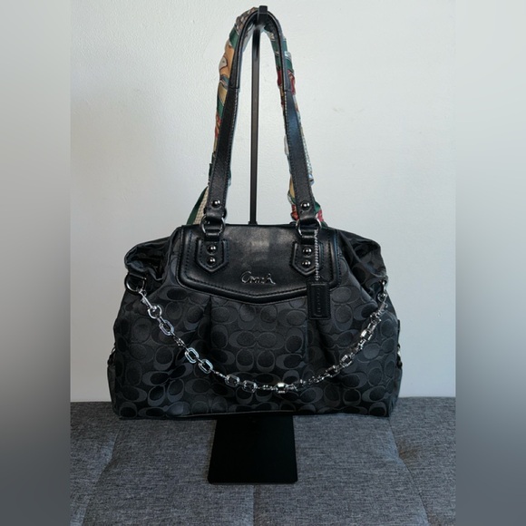 Coach Black Sateen Ashley Signature Shoulder Bag, like new condition! VINTAGE - Picture 1 of 13